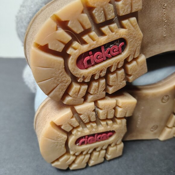 Rieker Boots Women's Size 39 Blue Sherpa Lace Up Zip Chunky Heel Snow Ankle - Picture 9 of 13